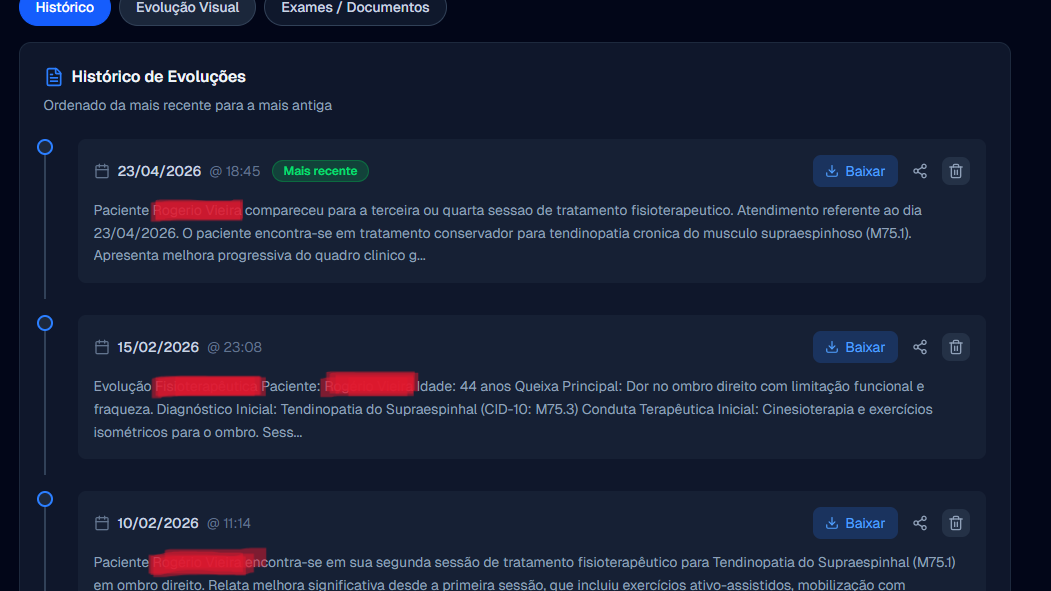 Lista de evoluções salvas na AI.Evolui