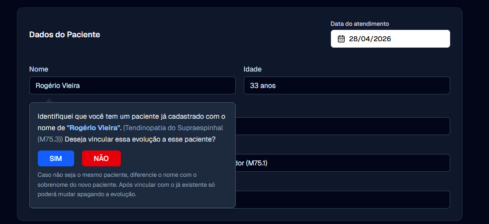 Detecção de paciente já cadastrado na AI.Evolui
