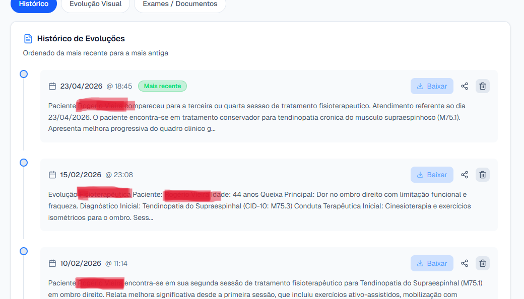 Lista de evoluções salvas na AI.Evolui